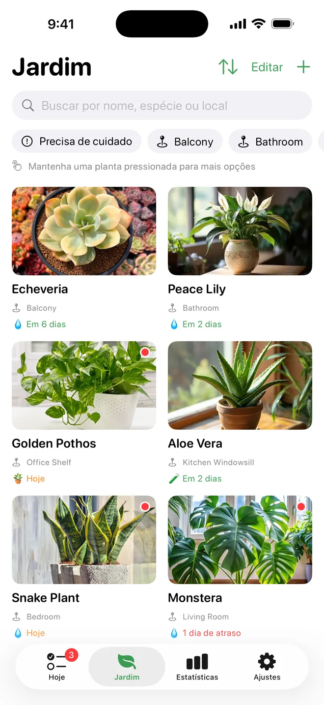 Todas as suas plantas